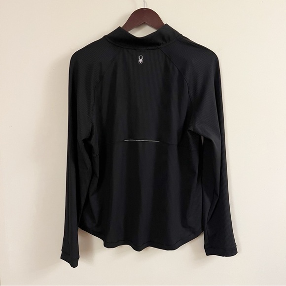 Spyder Black Activewear 1/4 Zip Neck Pullover Ribbed Long Sleeve NEW Size XL - Picture 9 of 12